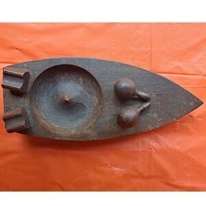 Vintage Guantanamo Bay Cuba Eteched Wood Ashtray Cigarette Cigar Smoking